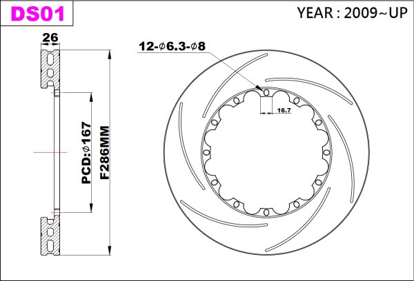 K-Sport Reibring-Set vorn DS01 286x26mm geschlitzt - Gen. 2009+