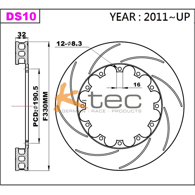 K-Sport Ford Mondeo MK4 (BA7) Front Brake 330x32mm - K-tec Germany