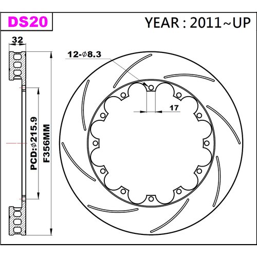 K-Sport Reibring-Set vorn DS20 356x32mm geschlitzt - Gen. 2011+