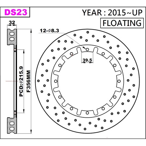 K-Sport front brake disc set DS23 356x32mm slotted - gen. 2015+