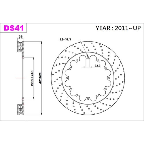 K-Sport front brake disc set DS41 400x36mm drilled - gen. 2011+