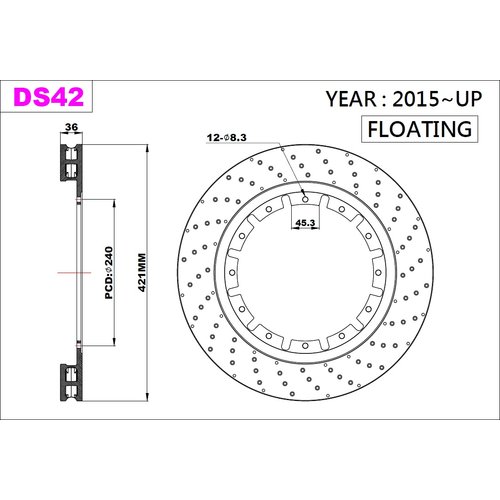 K-Sport Reibring-Set vorn DS42 421x36mm gelocht - Gen. 2015+