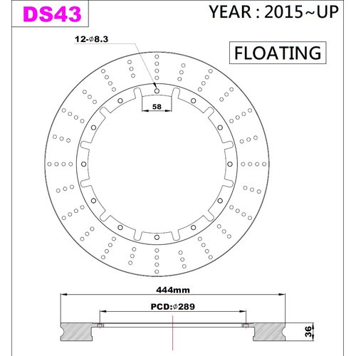 K-Sport Reibring-Set vorn DS43 444x36mm gelocht - Gen. 2015+