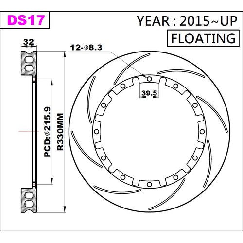 K-Sport Reibring-Set hinten DS17 330x32mm geschlitzt - Gen. 2015+