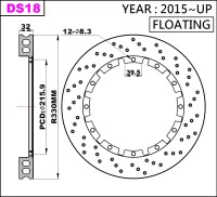 K-Sport rear brake disc set DS18 330x32mm drilled - gen....