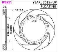 K-Sport rear brake disc set DS27 356x32mm slotted - gen....
