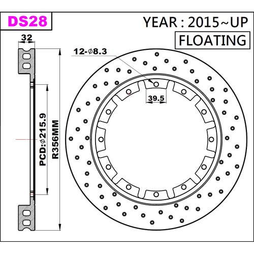 K-Sport rear brake disc set DS28 356x32mm drilled - gen. 2015+