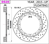 K-Sport rear brake disc set DS28 356x32mm drilled - gen....