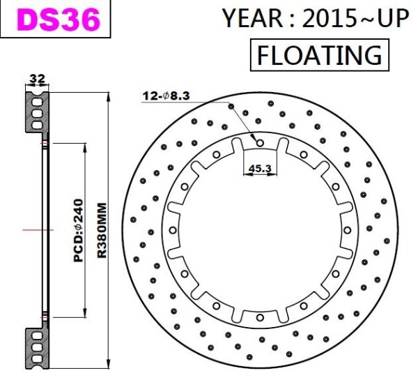 K-Sport Reibring-Set hinten DS36 380x32mm gelocht - Gen. 2015+