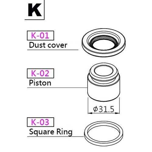 K-Sport brake piston 31.5mm (with dust cover) [from 2011]